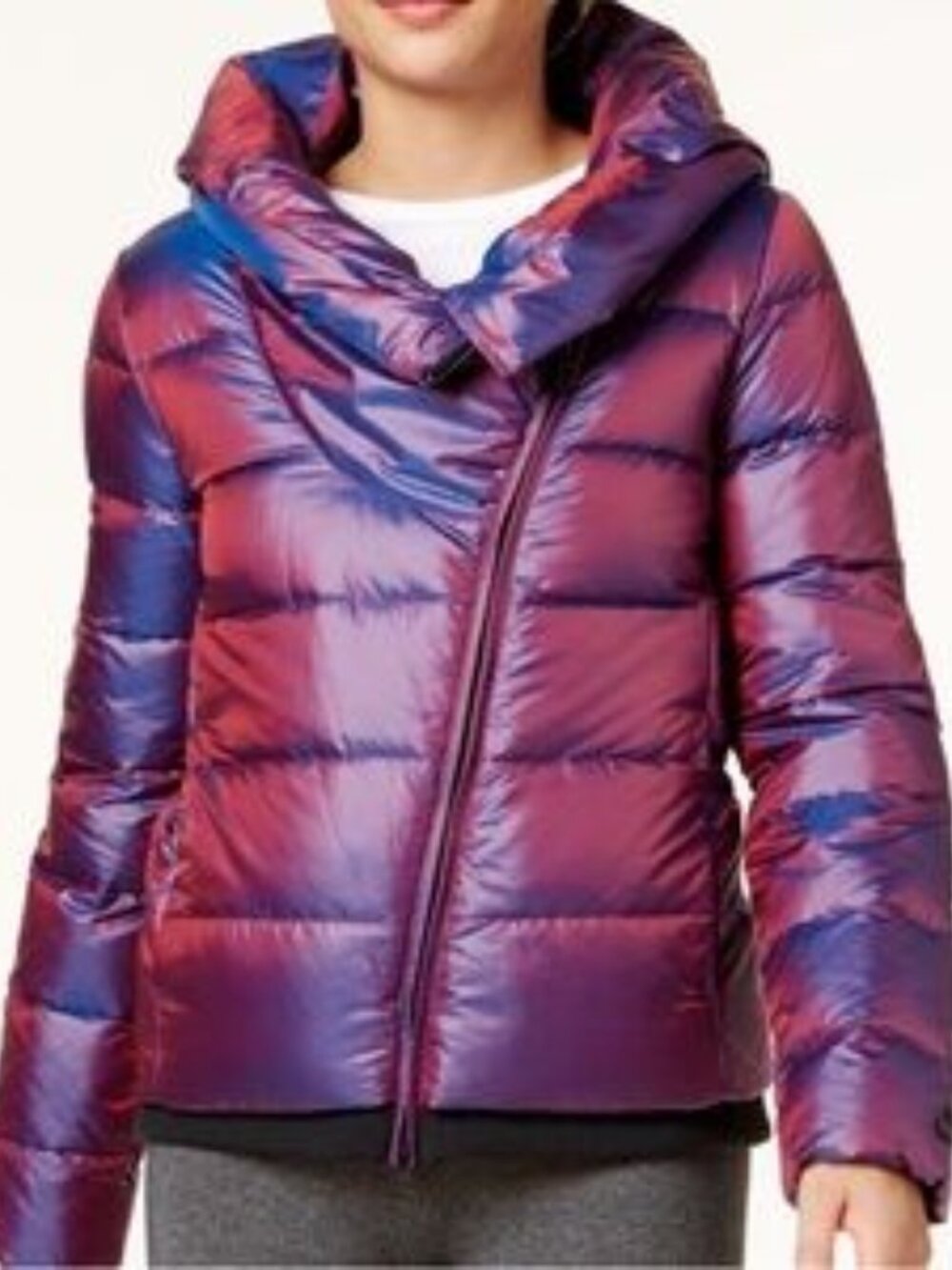 NIKE Iridescent Plum/Purple Quilted Hooded Puffer Jacket  (L)